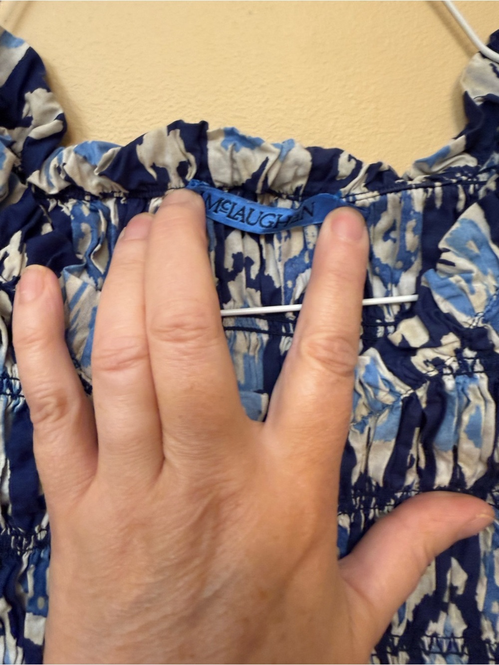 Sleeveless Blue Printed Maxi Dress with Smocked Bodice - Picture 4 of 8